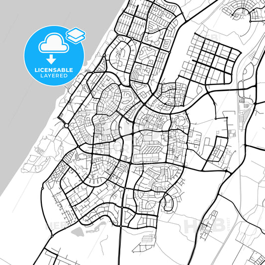 Layered PDF map of Ashkelon, South, Israel
