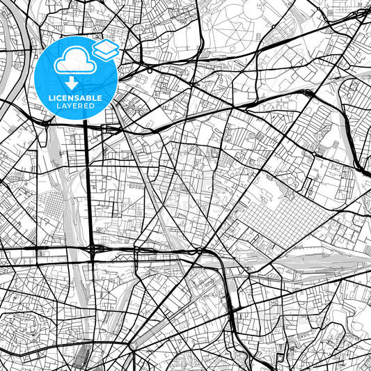 Layered PDF map of Aubervilliers, Seine-Saint-Denis, France