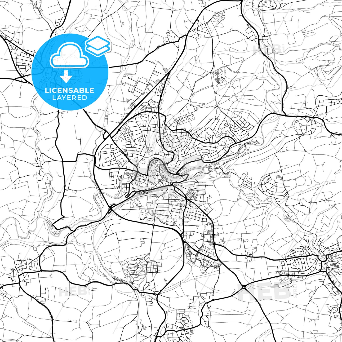 Layered PDF map of Backnang, Baden-Wuerttemberg, Germany