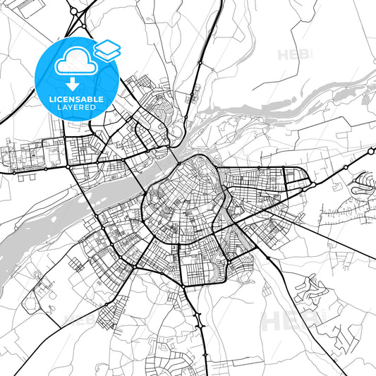 Layered PDF map of Badajoz, Spain