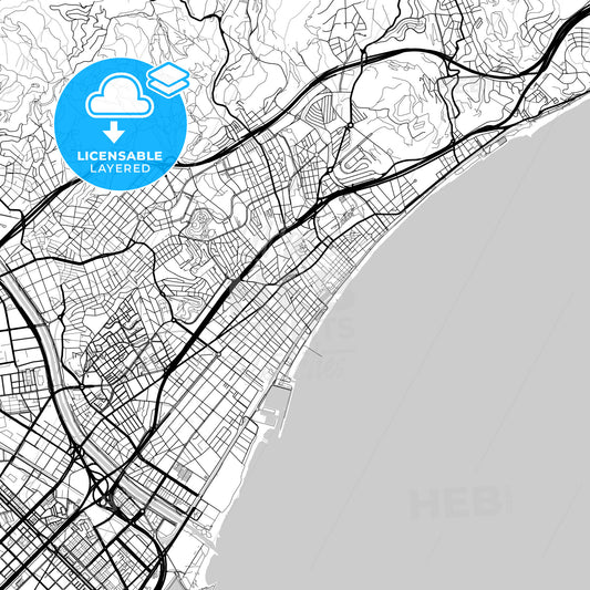 Layered PDF map of Badalona, Barcelona, Spain
