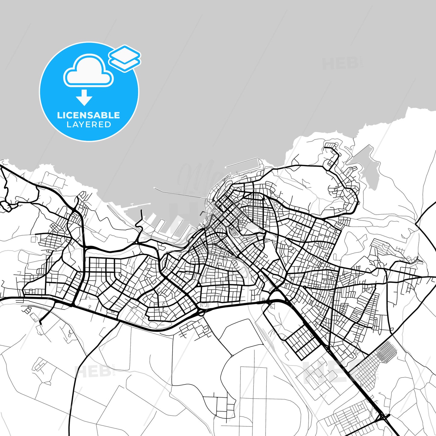 Layered PDF map of Bandırma, Balıkesir, Turkey