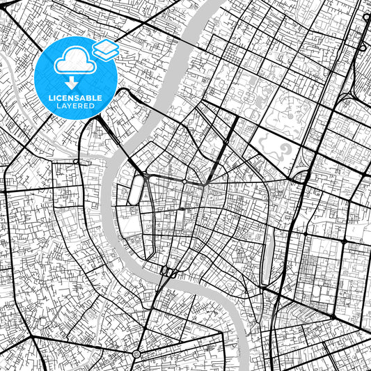 Layered PDF map of Bangkok, Bangkok, Thailand