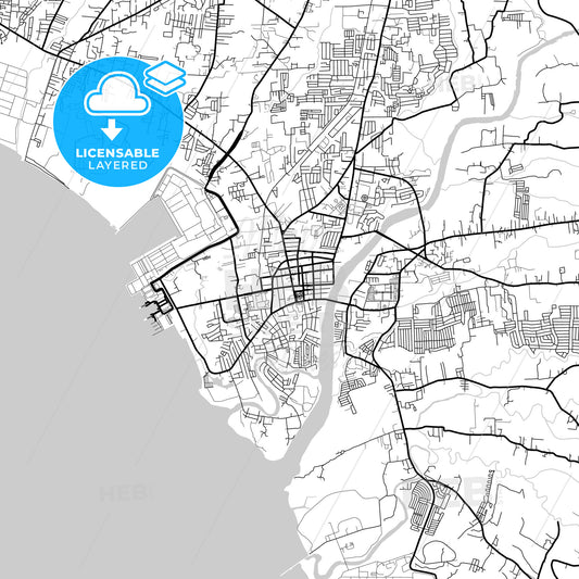 Layered PDF map of Batangas City, Batangas, Philippines