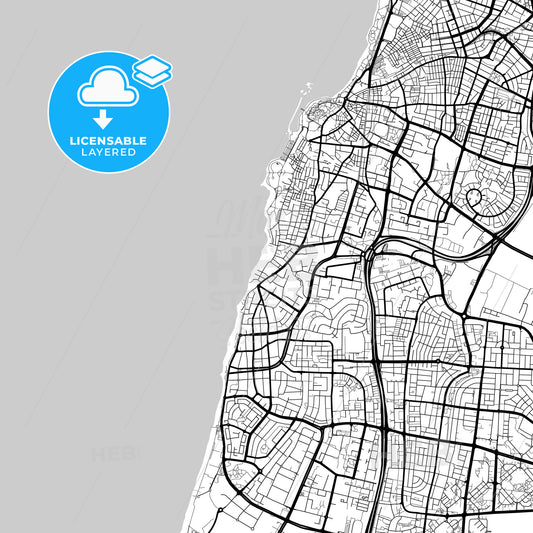 Layered PDF map of Bat Yam, Tel Aviv, Israel