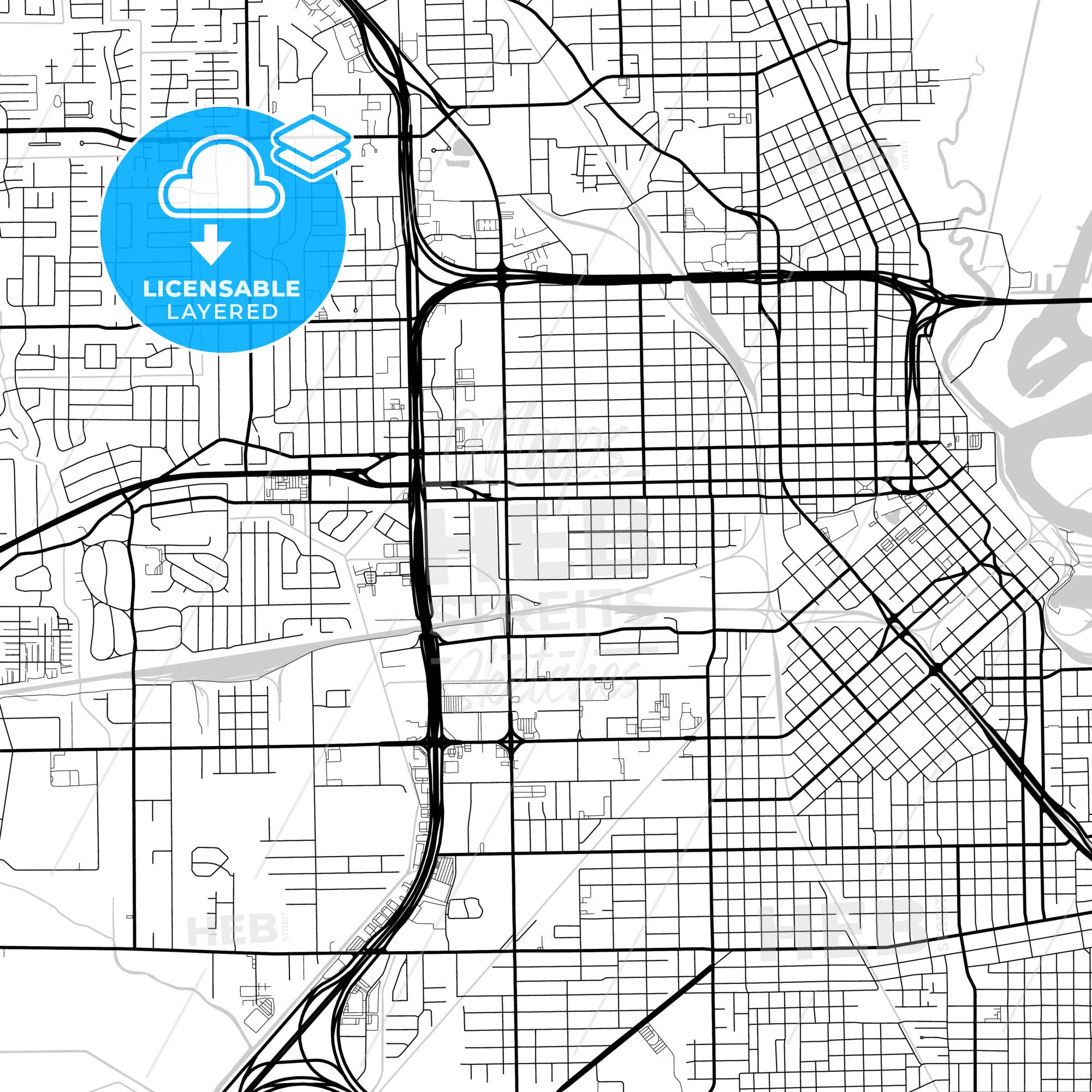 Layered PDF map of Beaumont Texas United States