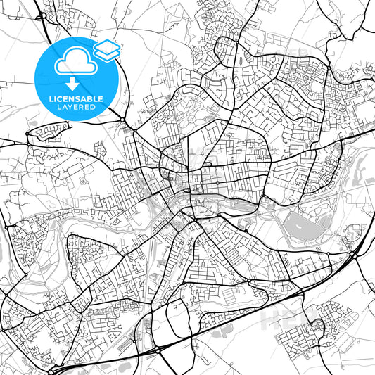 Layered PDF map of Bedford, East of England, England