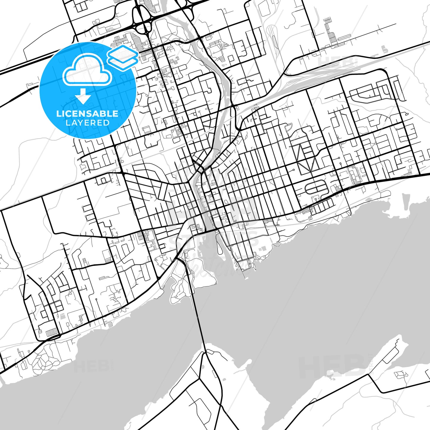 Layered PDF map of Belleville, Ontario, Canada