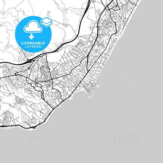 Layered PDF map of Benalmádena, Málaga, Spain