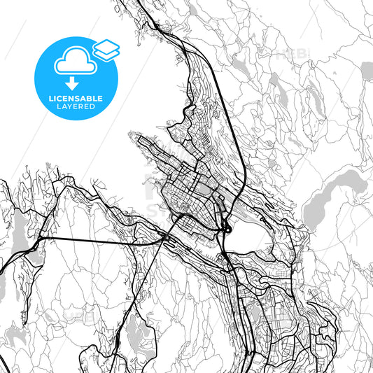 Layered PDF map of Bergen, Hordaland, Norway