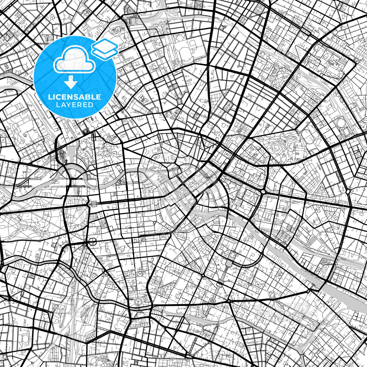 Layered PDF map of Berlin, Berlin, Germany