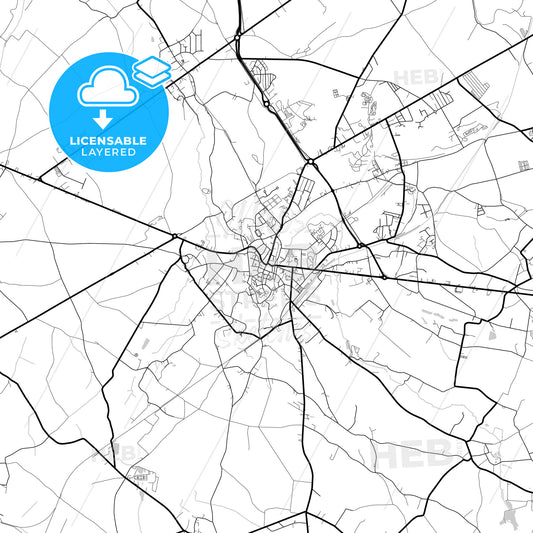 Layered PDF map of Binche, Hainaut, Belgium