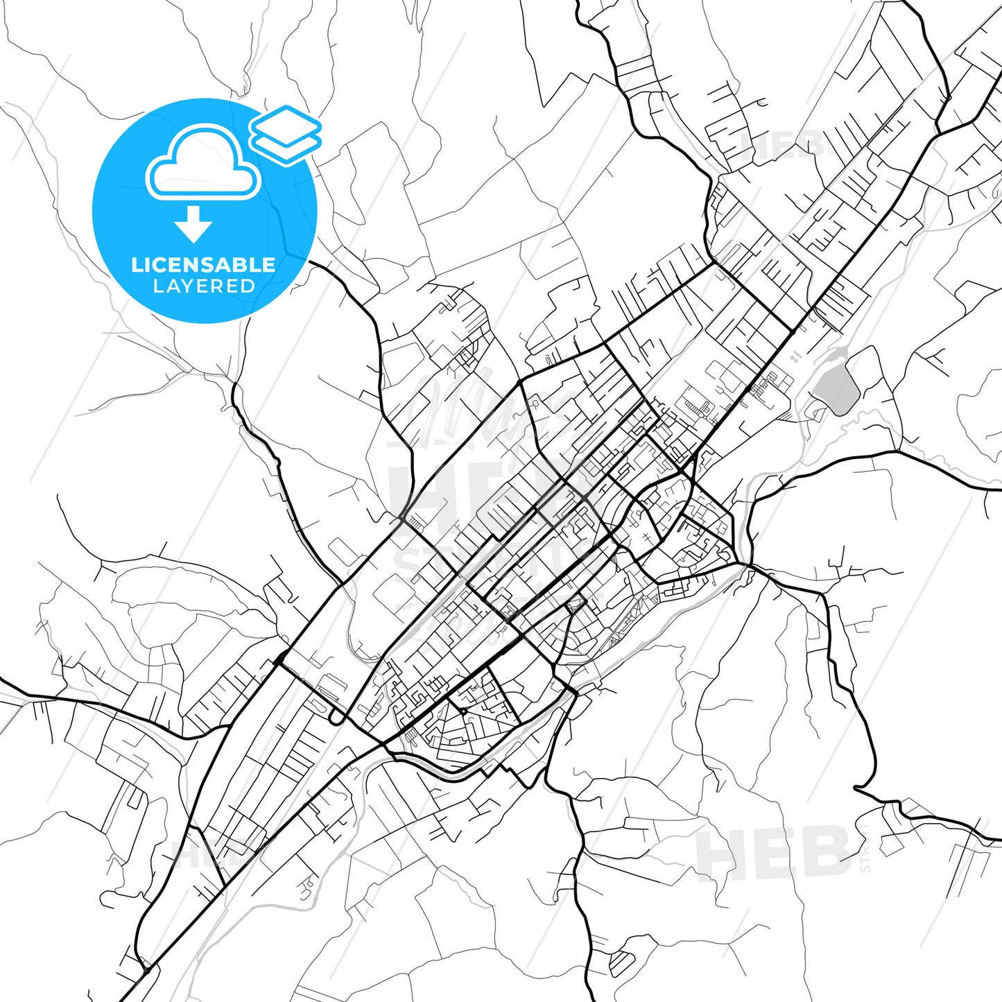 Layered PDF map of Bistrița, Bistrița-Năsăud, Romania