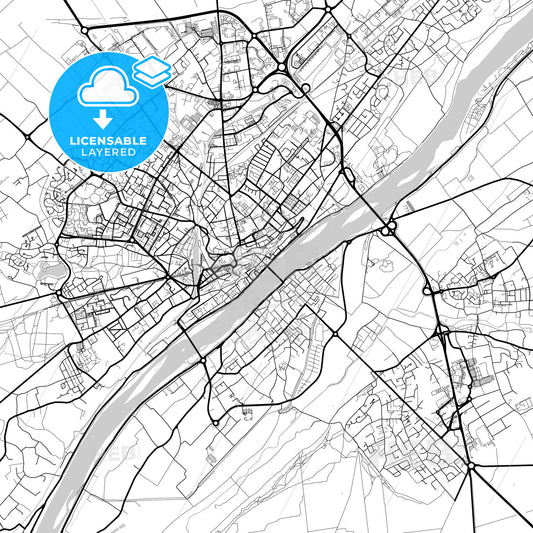 Layered PDF map of Blois, Loir-et-Cher, France