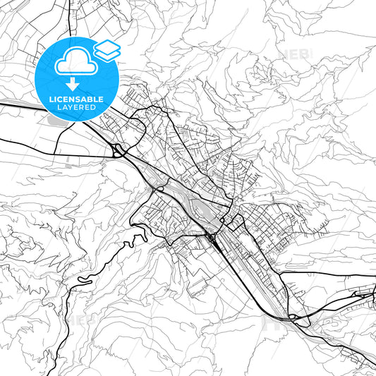 Layered PDF map of Bludenz, Vorarlberg, Austria