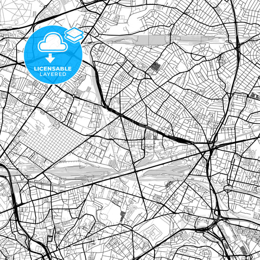 Layered PDF map of Bobigny, Seine-Saint-Denis, France