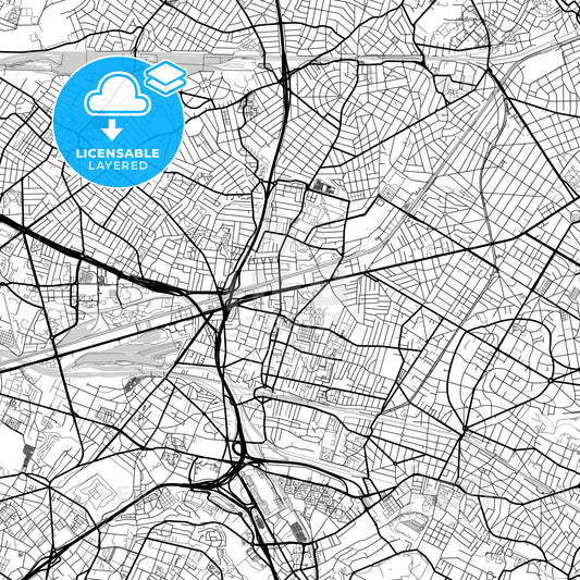 Layered PDF map of Bondy, Seine-Saint-Denis, France