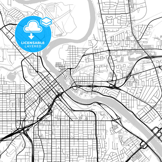 Layered PDF map of Bossier City, Louisiana, United States