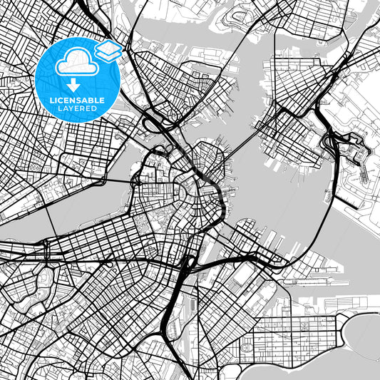 Layered PDF map of Boston, Massachusetts, United States