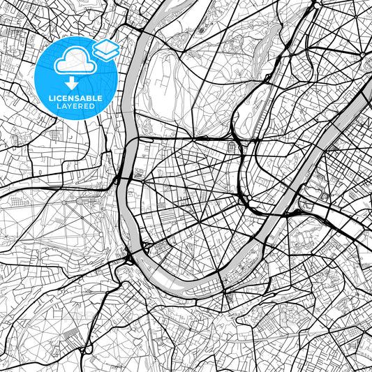 Layered PDF map of Boulogne-Billancourt, Hauts-de-Seine, France