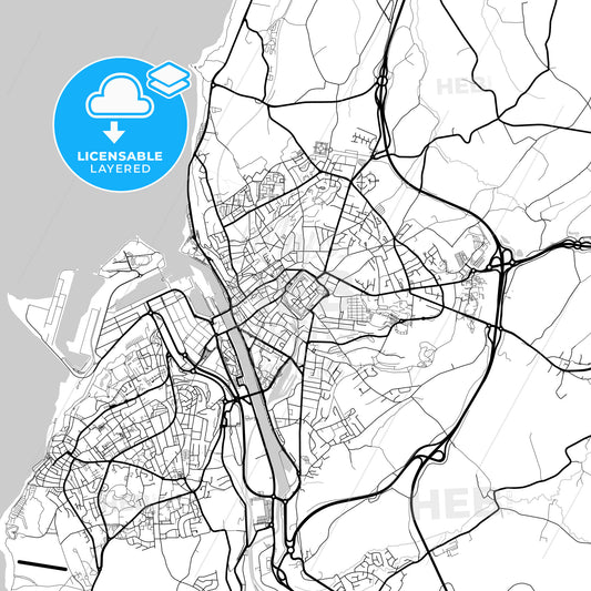 Layered PDF map of Boulogne-sur-Mer, Pas-de-Calais, France