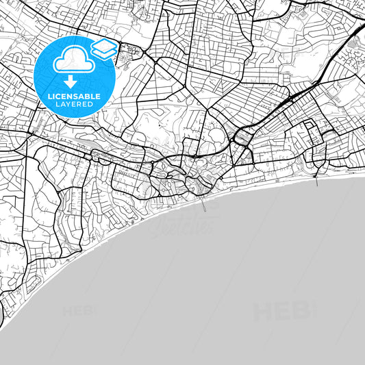 Layered PDF map of Bournemouth, South West England, England