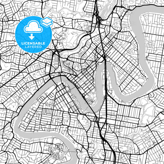 Layered PDF map of Brisbane, Queensland, Australia