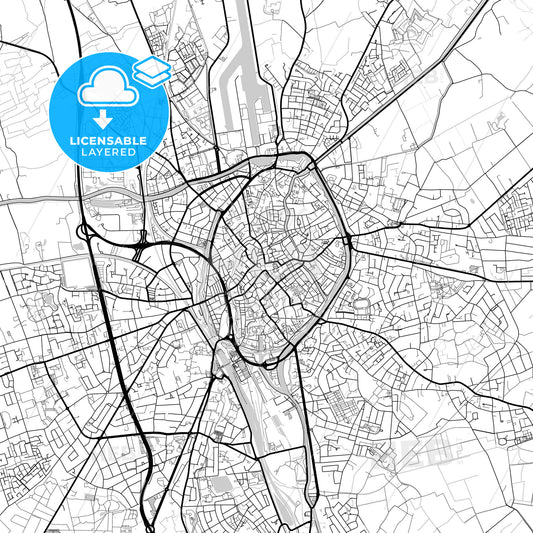 Layered PDF map of Bruges, West Flanders, Belgium
