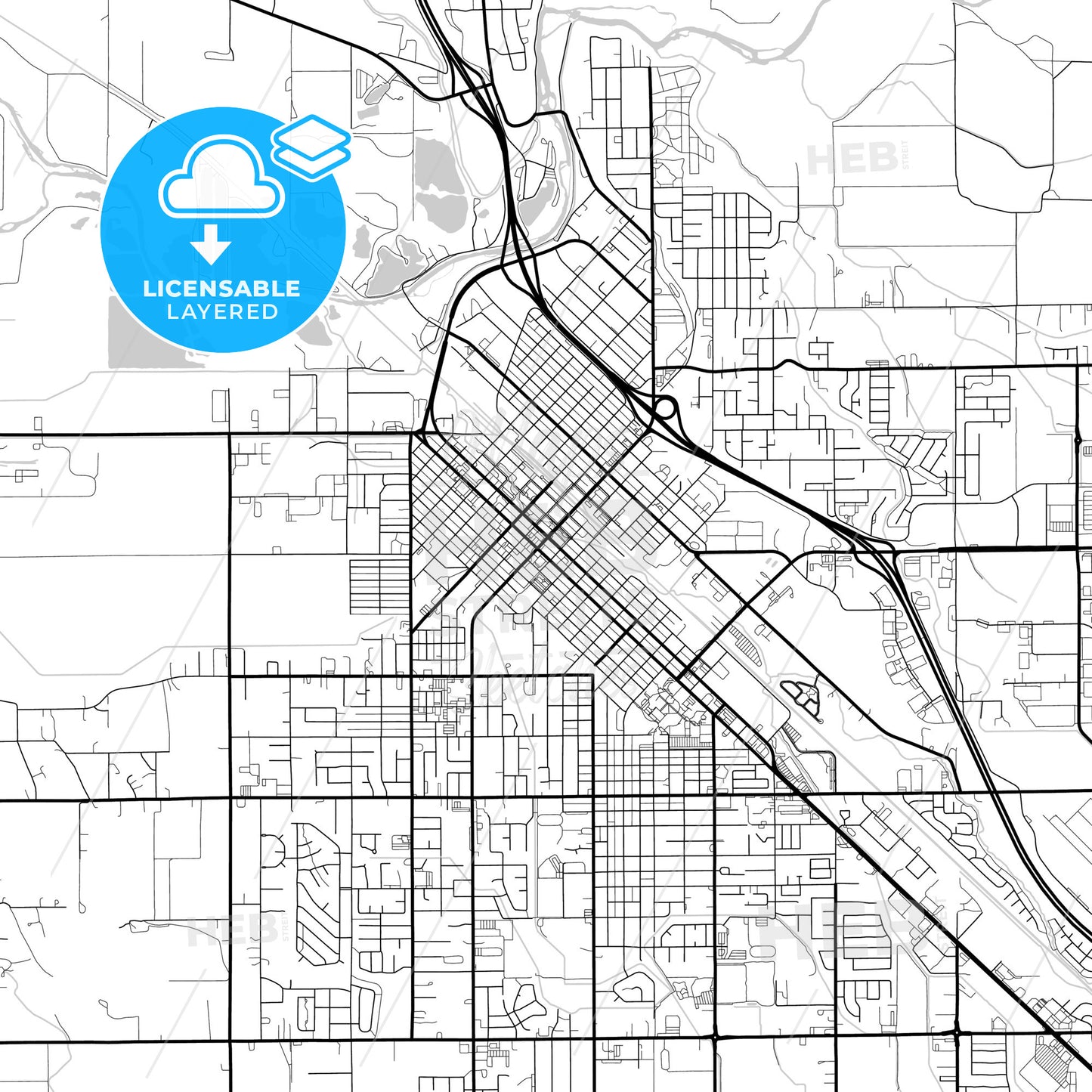 Layered PDF map of Caldwell, Idaho, United States