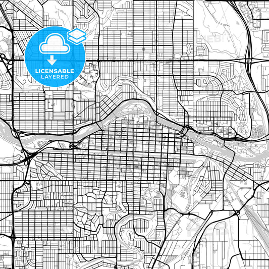 Layered PDF map of Calgary, Alberta, Canada