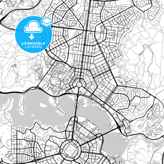 Layered PDF map of Canberra–Queanbeyan, Australian Capital Territory, Australia