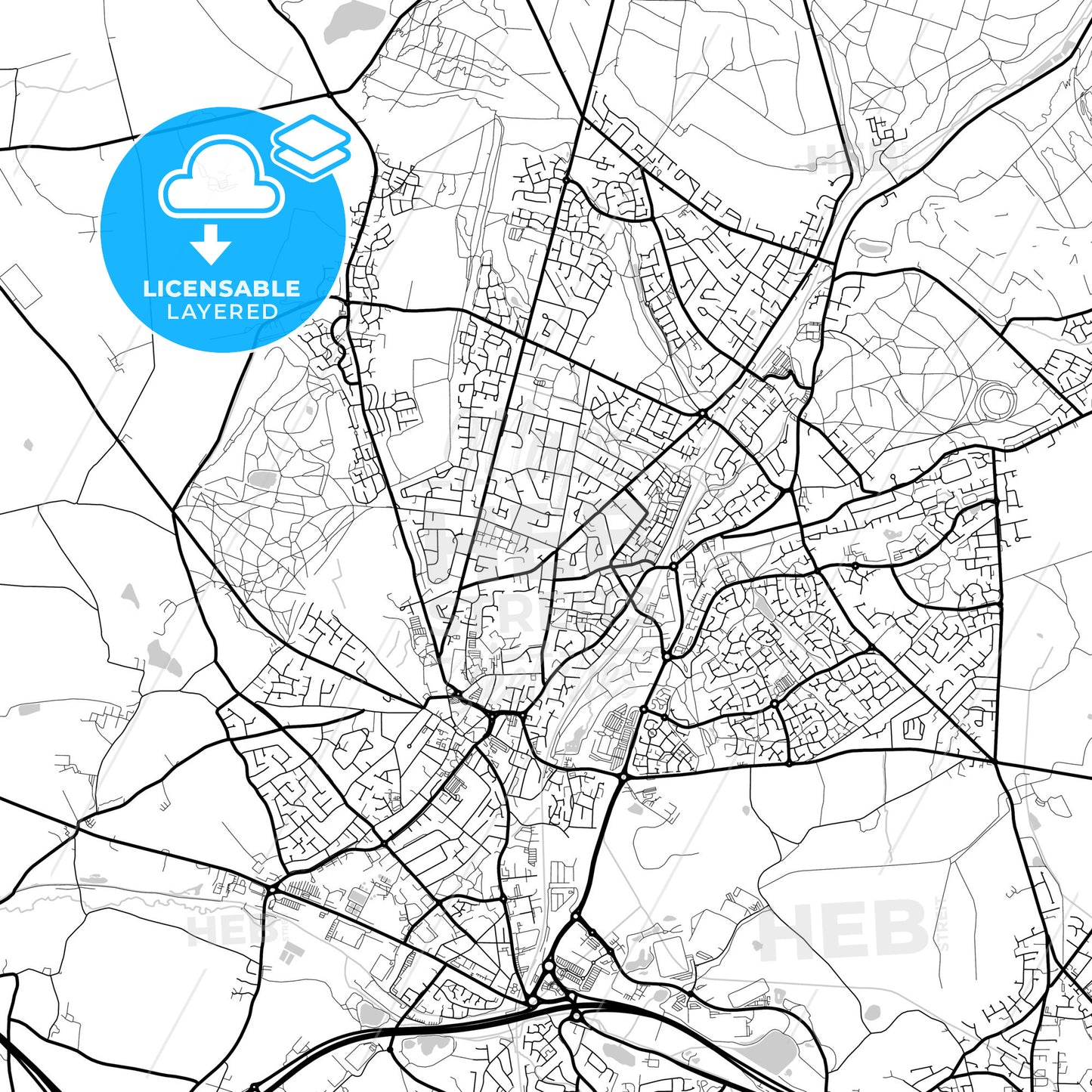 Layered PDF map of Cannock, West Midlands, England
