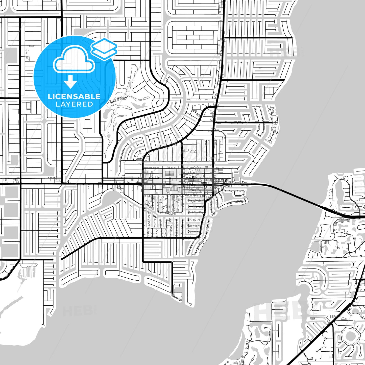 Layered PDF map of Cape Coral, Florida, United States