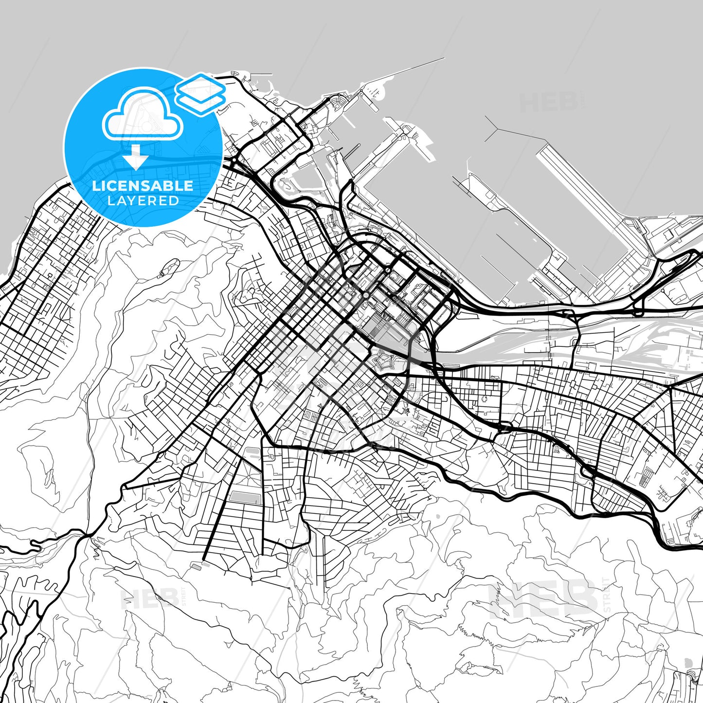 Layered PDF map of Cape Town, South Africa