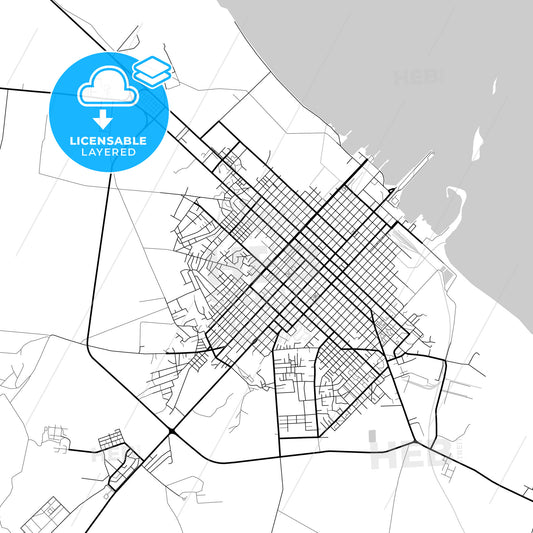Layered PDF map of Cárdenas, Matanzas, Cuba