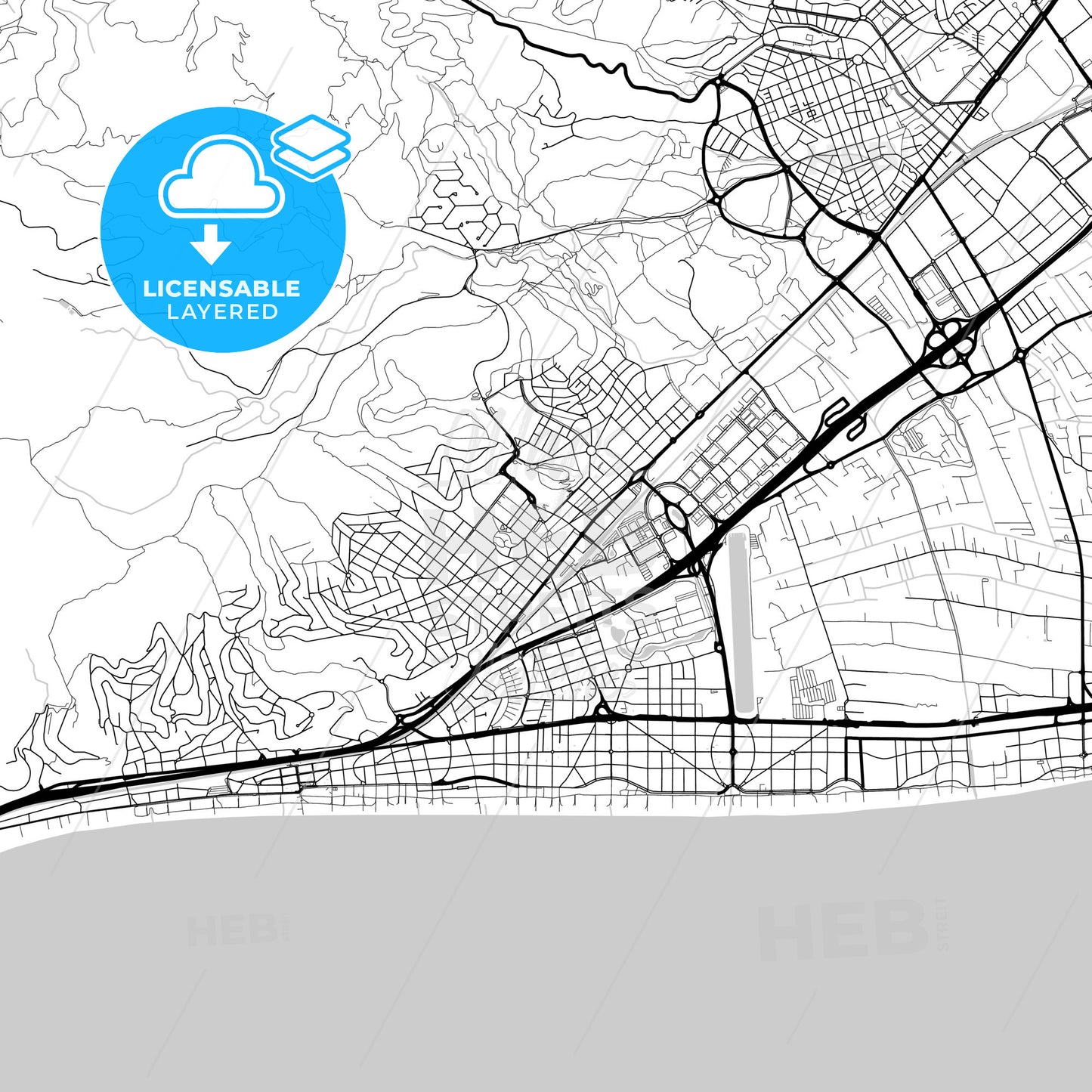 Layered PDF map of Castelldefels, Barcelona, Spain