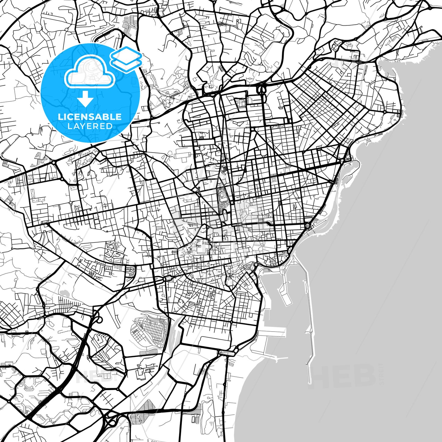 Layered PDF map of Catania, Sicily, Italy