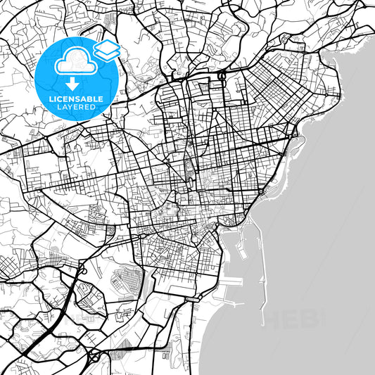 Layered PDF map of Catania, Sicily, Italy