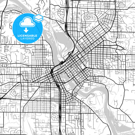 Layered PDF map of Cedar Rapids, Iowa, United States