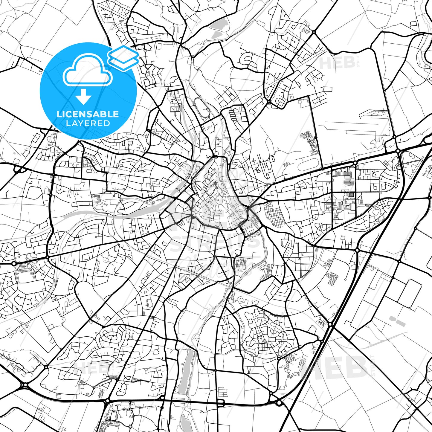 Layered PDF map of Chartres, Eure-et-Loir, France