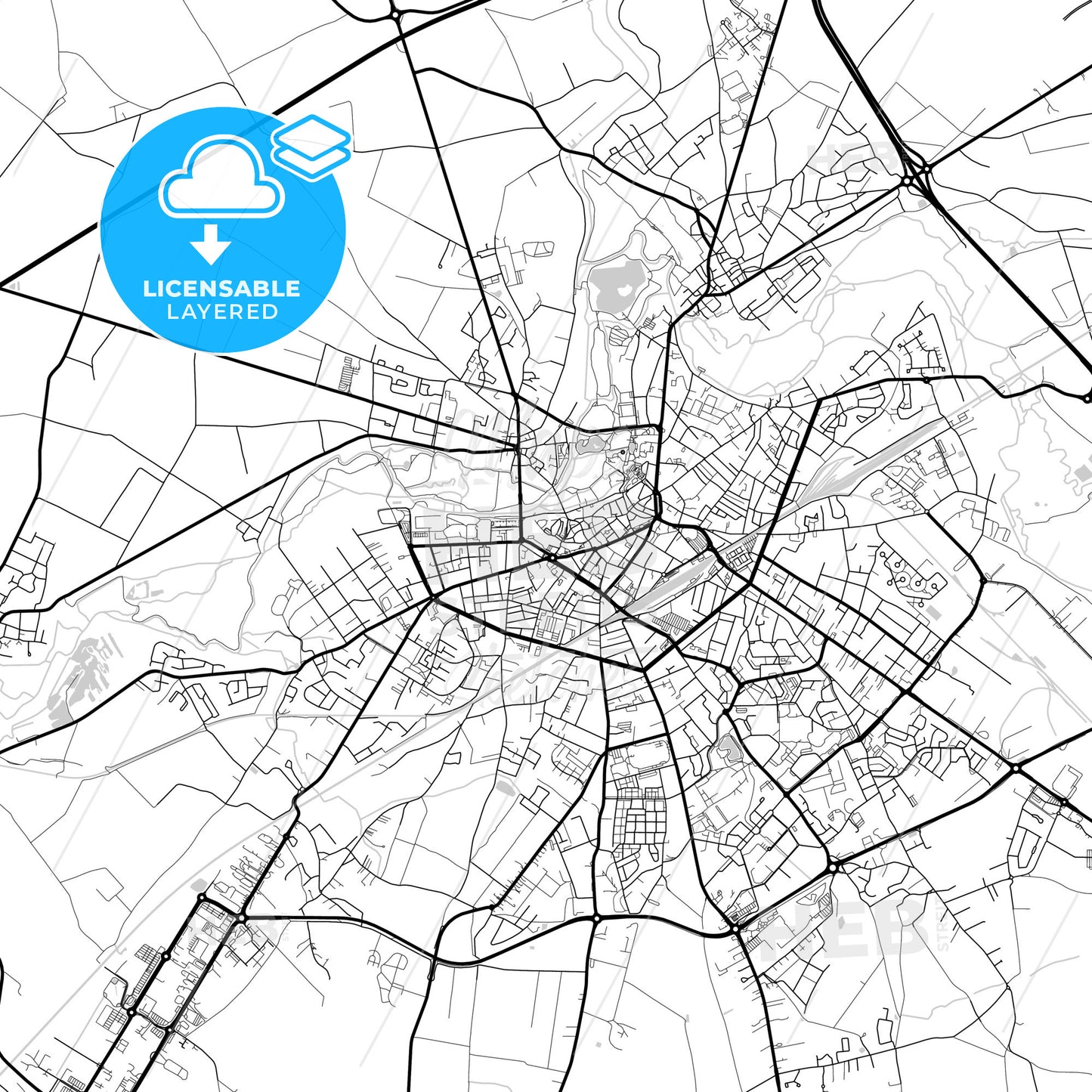 Layered PDF map of Châteauroux, Indre, France