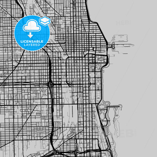 Layered PDF map of Chicago, Illinois, United States
