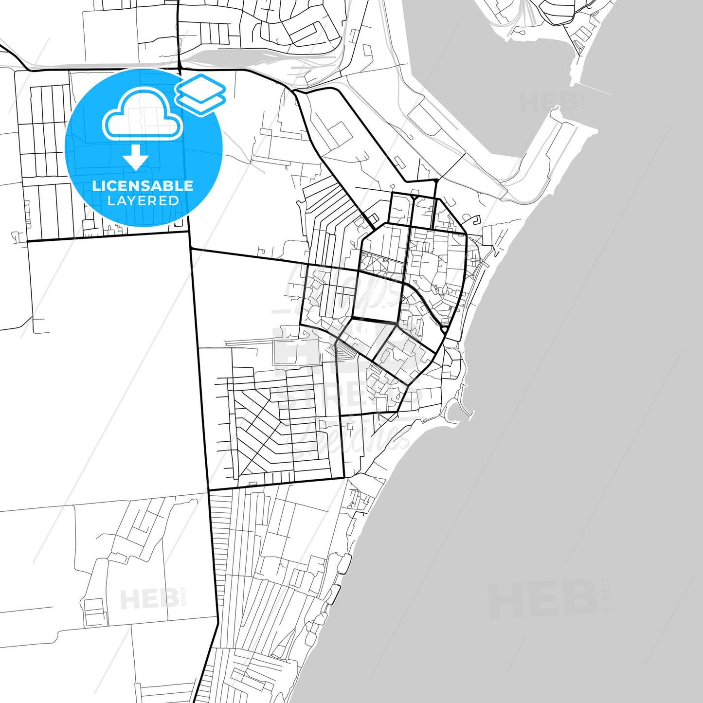 Layered PDF map of Chornomorsk, Odessa Oblast, Ukraine