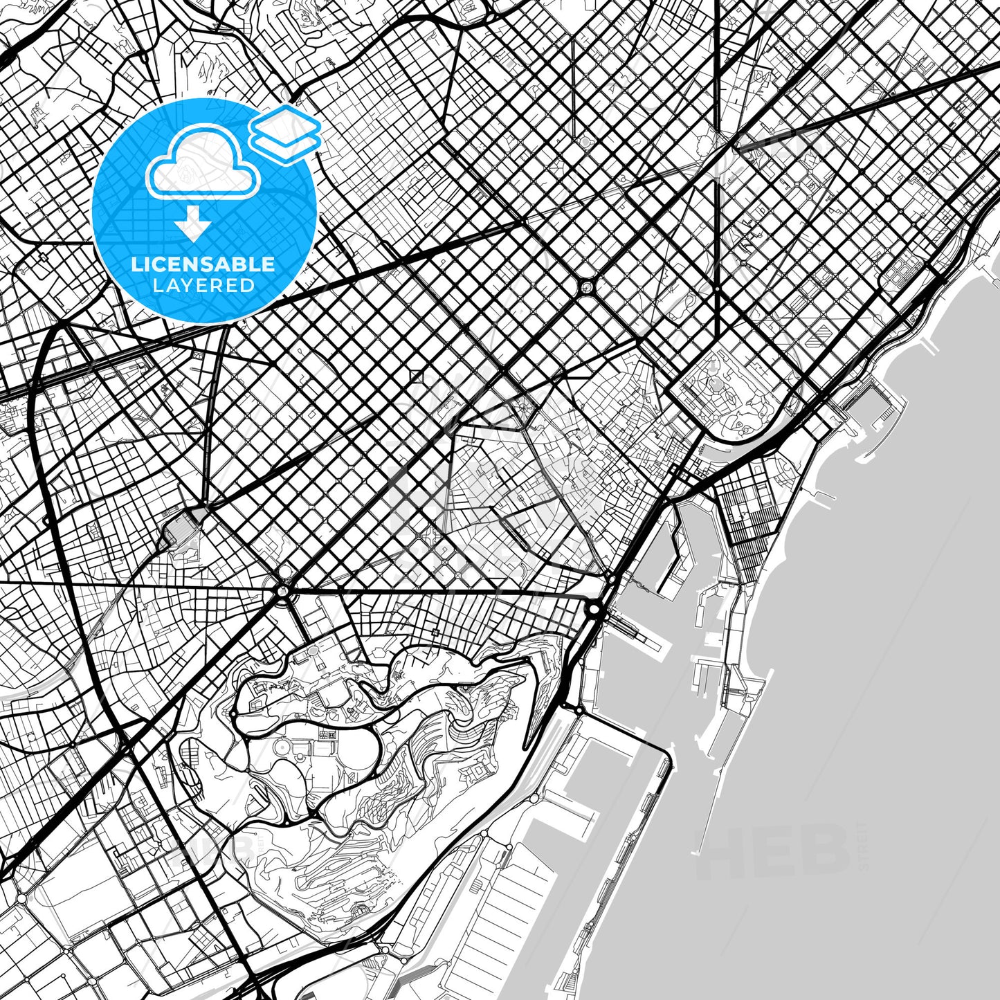 Layered PDF map of Ciutat Vella, Barcelona, Spain