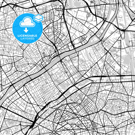 Layered PDF map of Clichy, Hauts-de-Seine, France