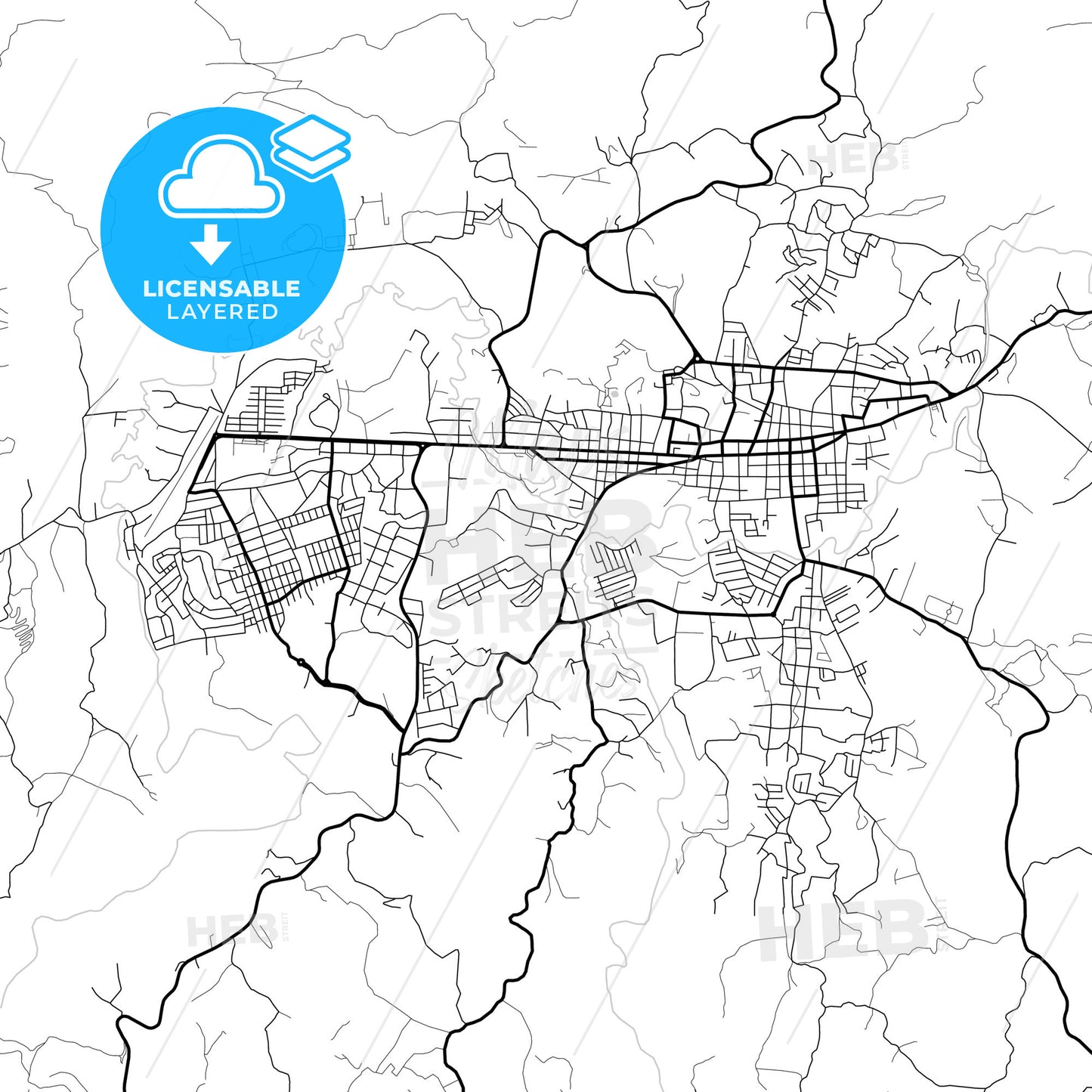 Layered PDF map of Cobán, Alta Verapaz, Guatemala