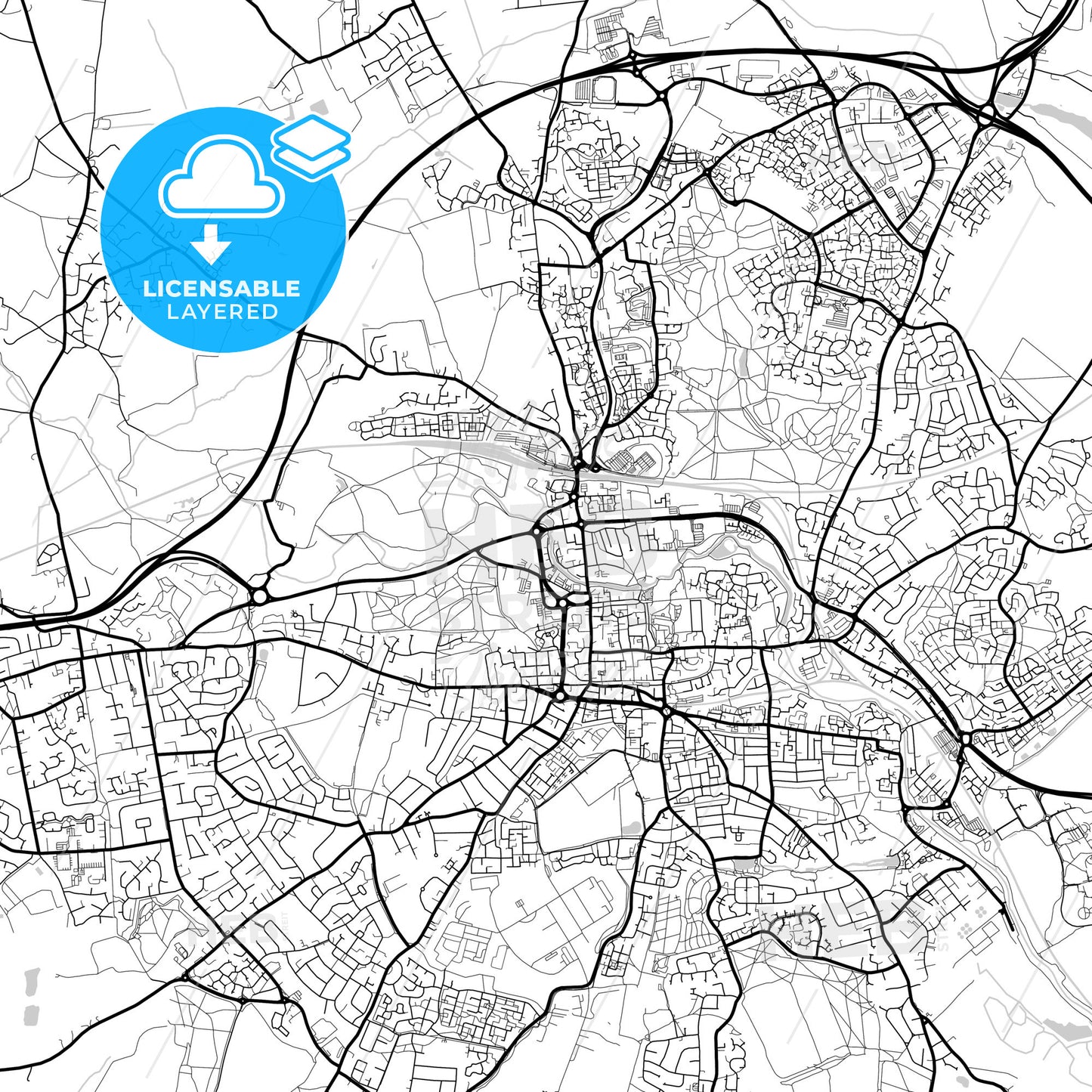 Layered PDF map of Colchester, East of England, England