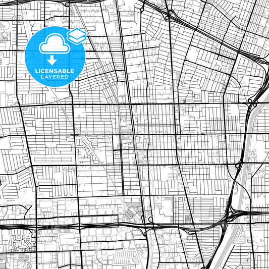 Layered PDF map of Compton, California, United States