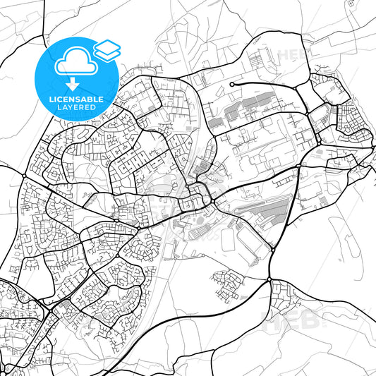 Layered PDF map of Corby, East Midlands, England