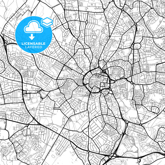 Layered PDF map of Coventry, West Midlands, England